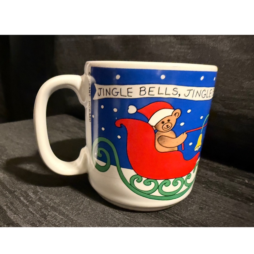 Vintage grant Howard Musical Singing Christmas Mug Santa Sleigh Holiday Cup